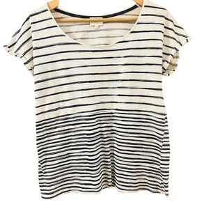 Brush Stroke Striped Black and White Women's Tee size 10 by East, Coastal